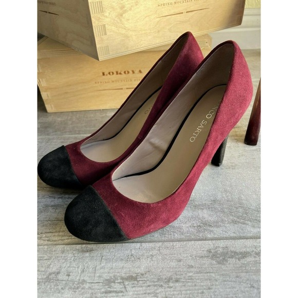 FRANCO SARTO Willa Burgundy Red Suede Leather Pumps High Heel Designer 8.5 - Picture 1 of 9